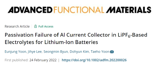 AFM：电池研究中一个极容易被忽视的问题：六氟磷酸锂对集流体的腐蚀